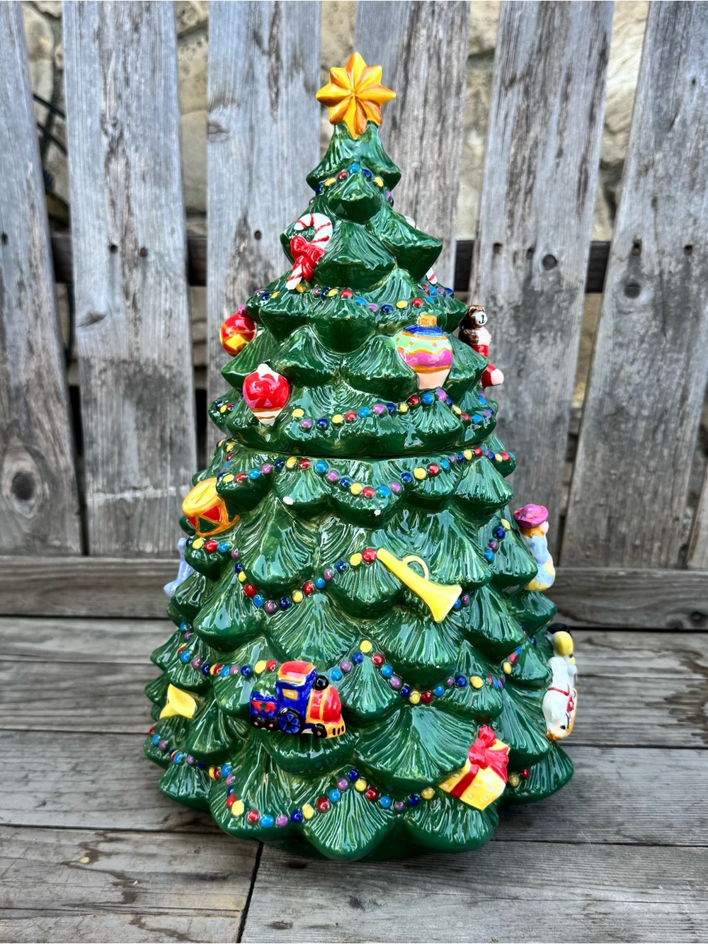 VTG Christopher Radko Traditions Holiday Celebrations Christmas Tree Cookie Jar.